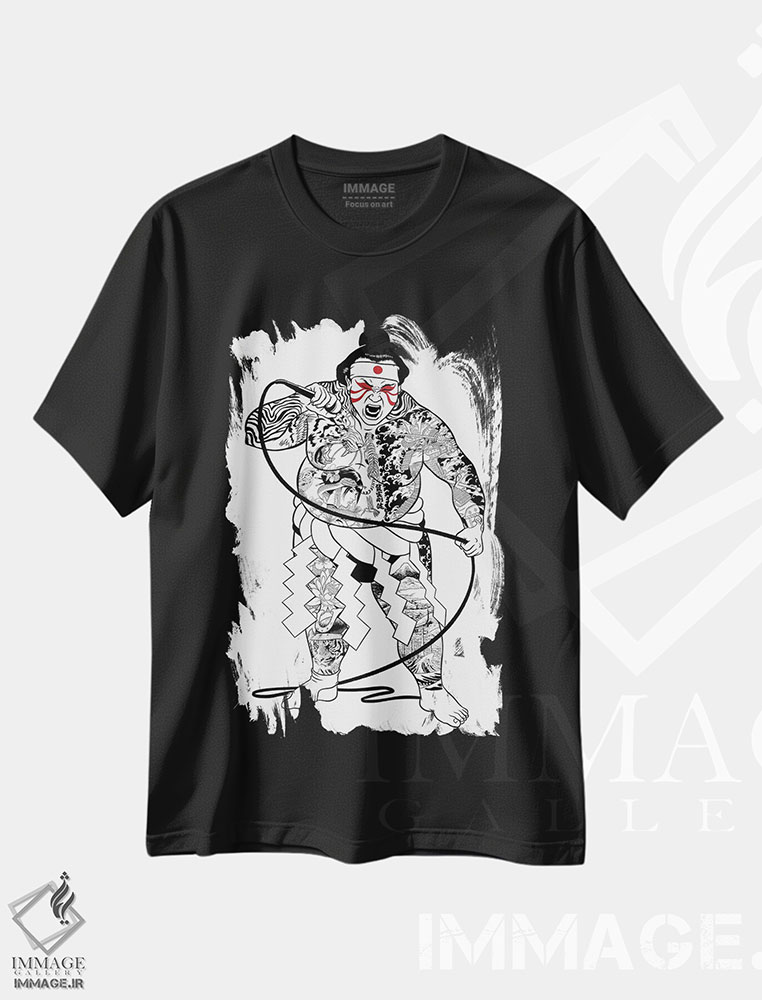 تیشرت طرح دار خوانندهٔ سوموی ژاپنی، دکور آسیایی اثر آلبرتو پرز | فروشگاه ایماژ