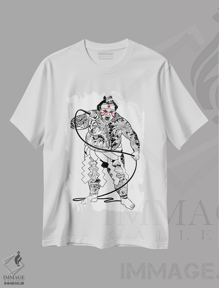 تیشرت طرح دار خوانندهٔ سوموی ژاپنی، دکور آسیایی اثر آلبرتو پرز | immage.ir