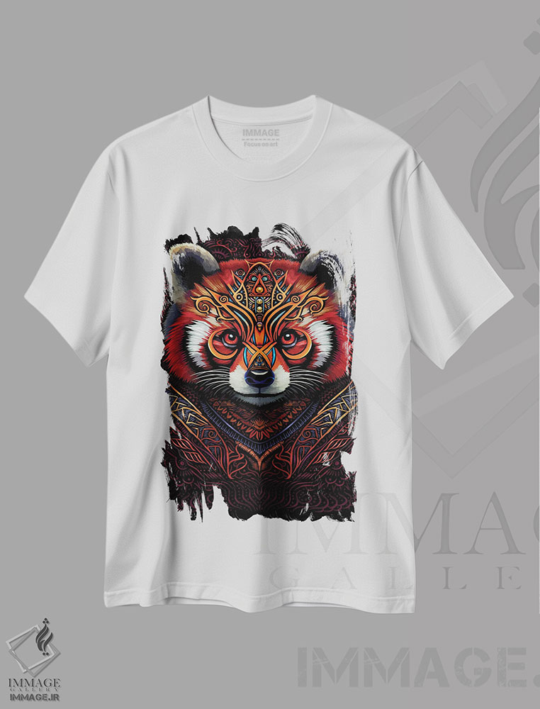 تیشرت طرح دار پاندای قرمز قبیله ای هندی، دکور آسیایی اثر آلبرتو پرز | immage.ir