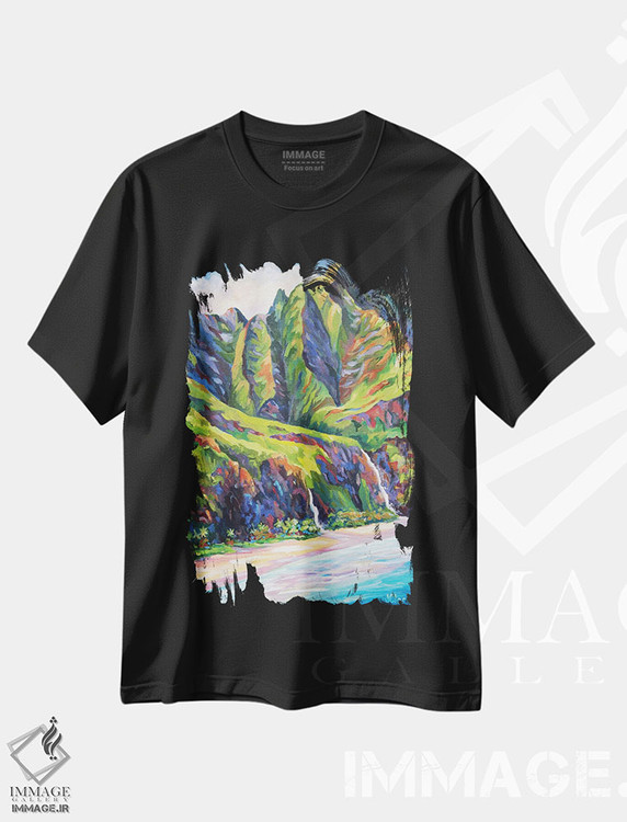 تیشرت طرح دار ساحل ناپالی، دکور ساحلی اثر جان کلارک | فروشگاه ایماژ