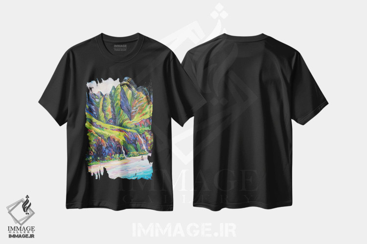 تیشرت طرح دار ساحل ناپالی، دکور ساحلی اثر جان کلارک | فروشگاه ایماژ