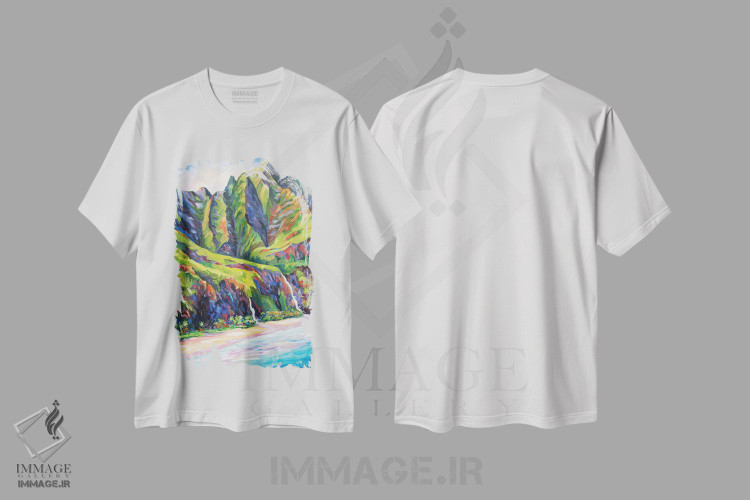 تیشرت طرح دار ساحل ناپالی، دکور ساحلی اثر جان کلارک | immage.ir
