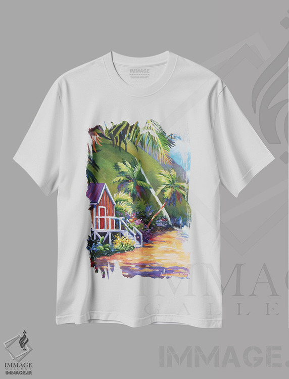 تیشرت طرح دار آلونک موج سواری و سایه ها، دکور ساحلی اثر جان کلارک | immage.ir