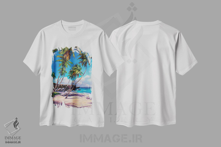 تیشرت طرح دار ساحل باتم بی، دکور ساحلی اثر جان کلارک | immage.ir