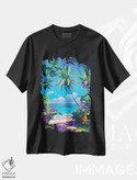 تیشرت طرح دار چشم انداز دریا با درخت نان، دکور ساحلی اثر جان کلارک | فروشگاه ایماژ