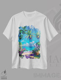 تیشرت طرح دار چشم انداز دریا با درخت نان، دکور ساحلی اثر جان کلارک | immage.ir
