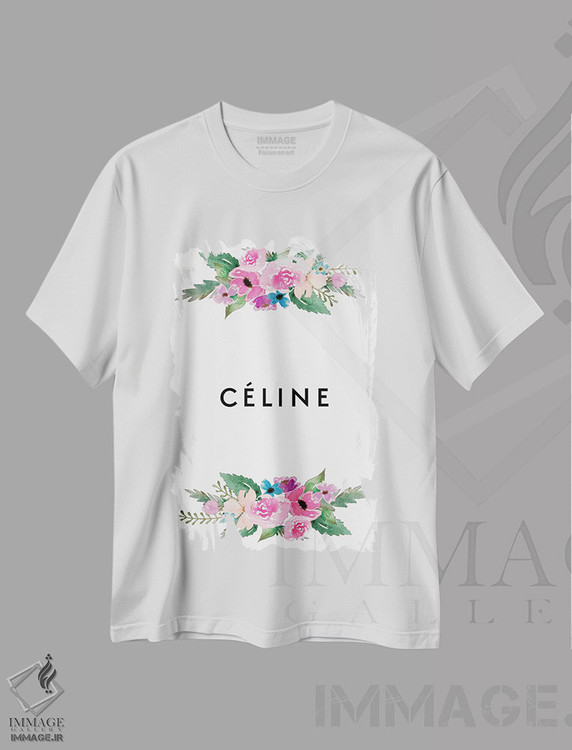 تیشرت طرح دار سلین و گل ها، تایپوگرافی اثر آرت میرانو | immage.ir