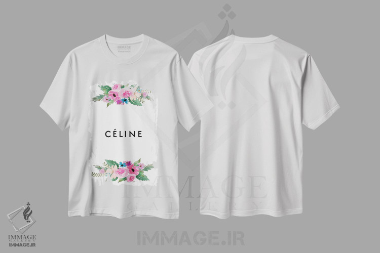 تیشرت طرح دار سلین و گل ها، تایپوگرافی اثر آرت میرانو | immage.ir