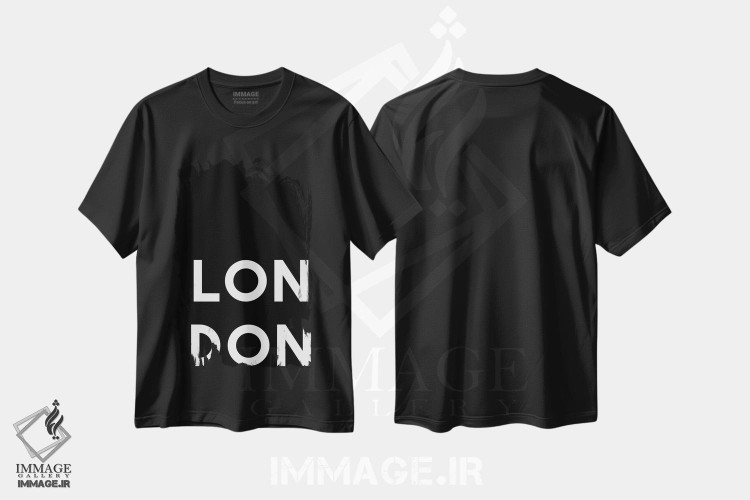 تیشرت طرح دار لندن سیاه، تایپوگرافی اثر آرت میرانو | فروشگاه ایماژ
