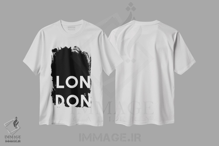 تیشرت طرح دار لندن سیاه، تایپوگرافی اثر آرت میرانو | immage.ir