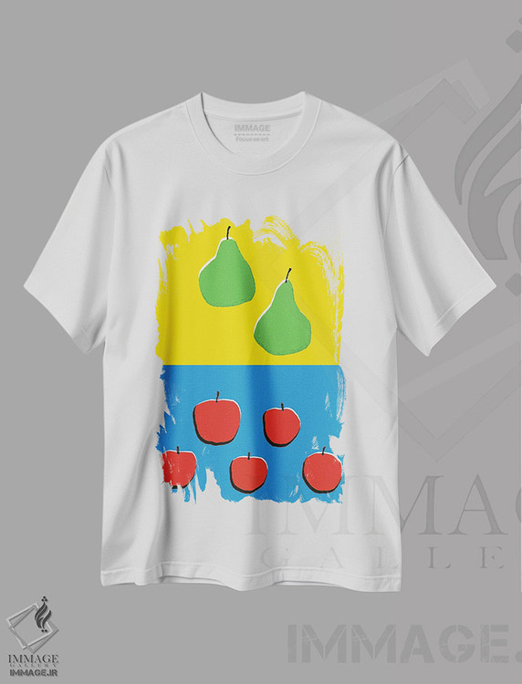 تیشرت طرح دار میوه های آبی و زرد، هنر فاخر معاصر اثر آرت میرانو | immage.ir