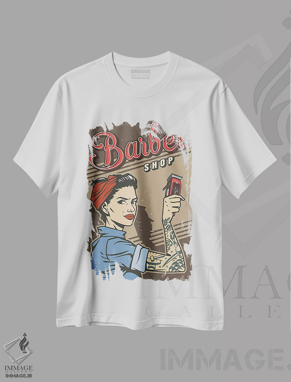 تیشرت طرح دار زن در آرایشگاه، هنر دیجیتال اثر آرت میرانو | immage.ir