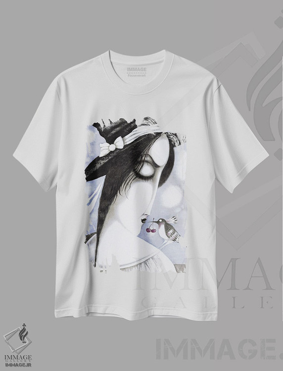 تیشرت طرح دار زن و پرنده، مدیوم اثر آرت میرانو | immage.ir