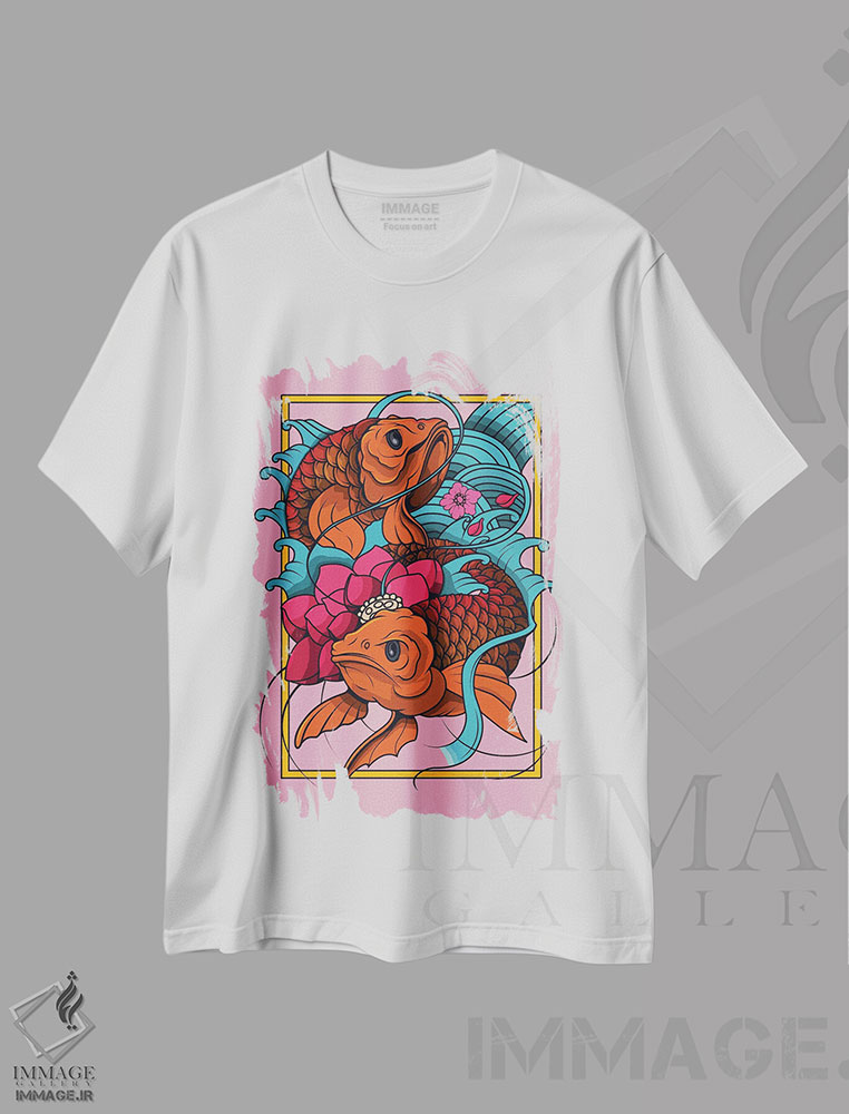 تیشرت طرح دار ماهی ژاپنی، هنر دیجیتال اثر آرت میرانو | immage.ir
