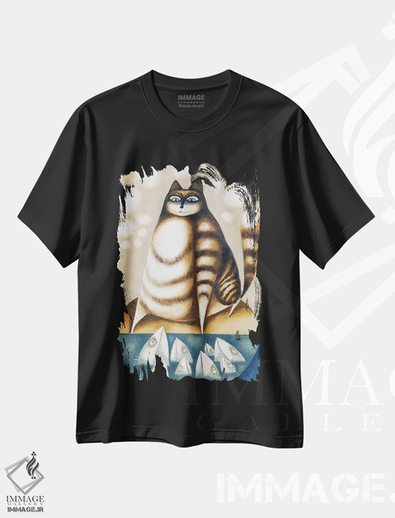 تیشرت طرح دار ماهی و گربه بزرگ، مدیوم اثر آرت میرانو | فروشگاه ایماژ