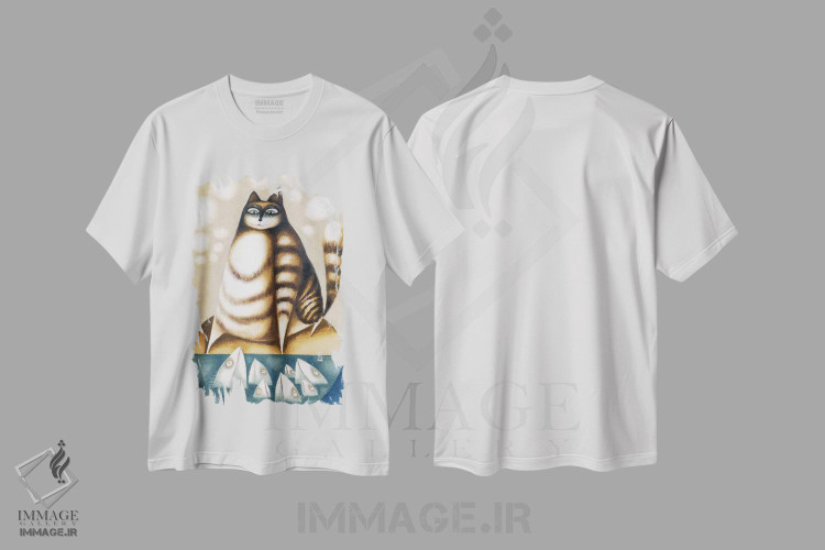 تیشرت طرح دار ماهی و گربه بزرگ، مدیوم اثر آرت میرانو | immage.ir