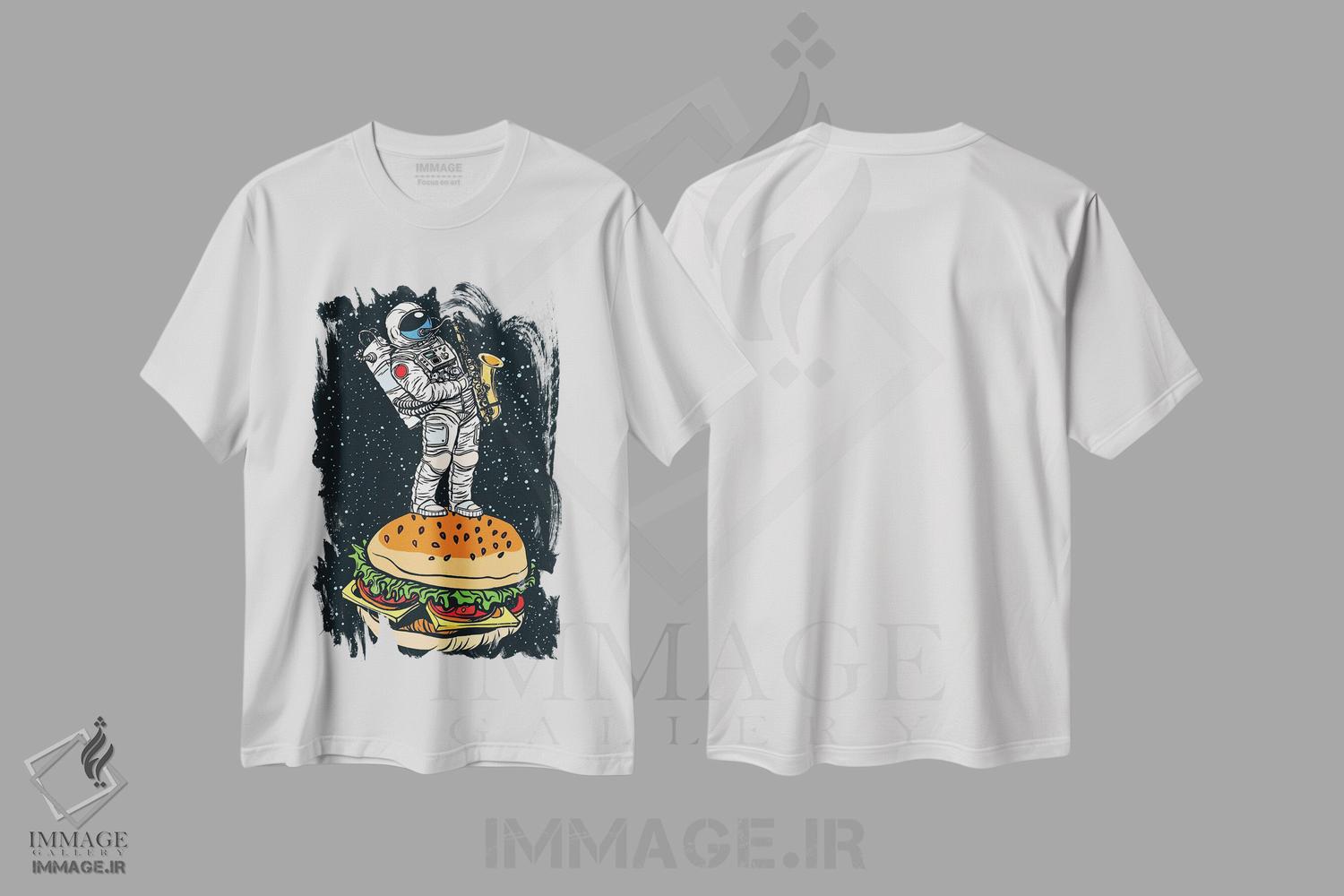 تیشرت طرح دار فضانورد روی همبرگر، هنر دیجیتال اثر آرت میرانو | immage.ir