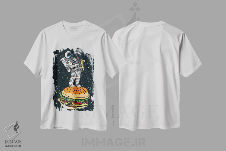 تیشرت طرح دار فضانورد روی همبرگر، هنر دیجیتال اثر آرت میرانو | immage.ir