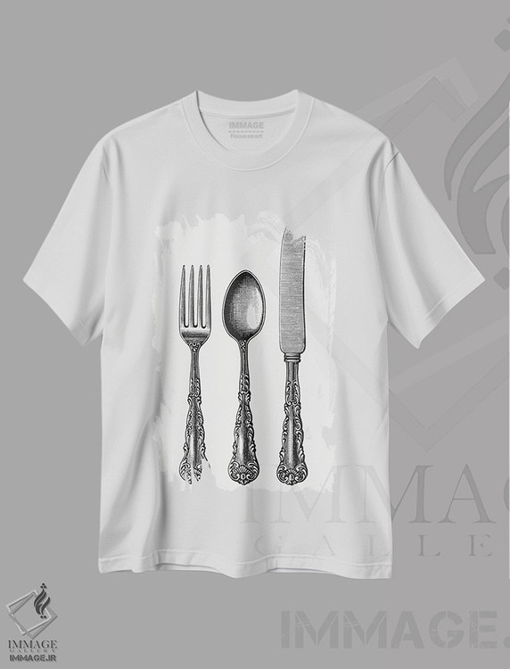 تیشرت طرح دار قاشق و چنگال و کارد، تزئینی اثر آرت میرانو | immage.ir