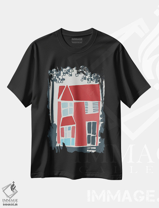 تیشرت طرح دار تصویرگری خانه ای در جنگل، هنر دیجیتال اثر آرت میرانو | فروشگاه ایماژ