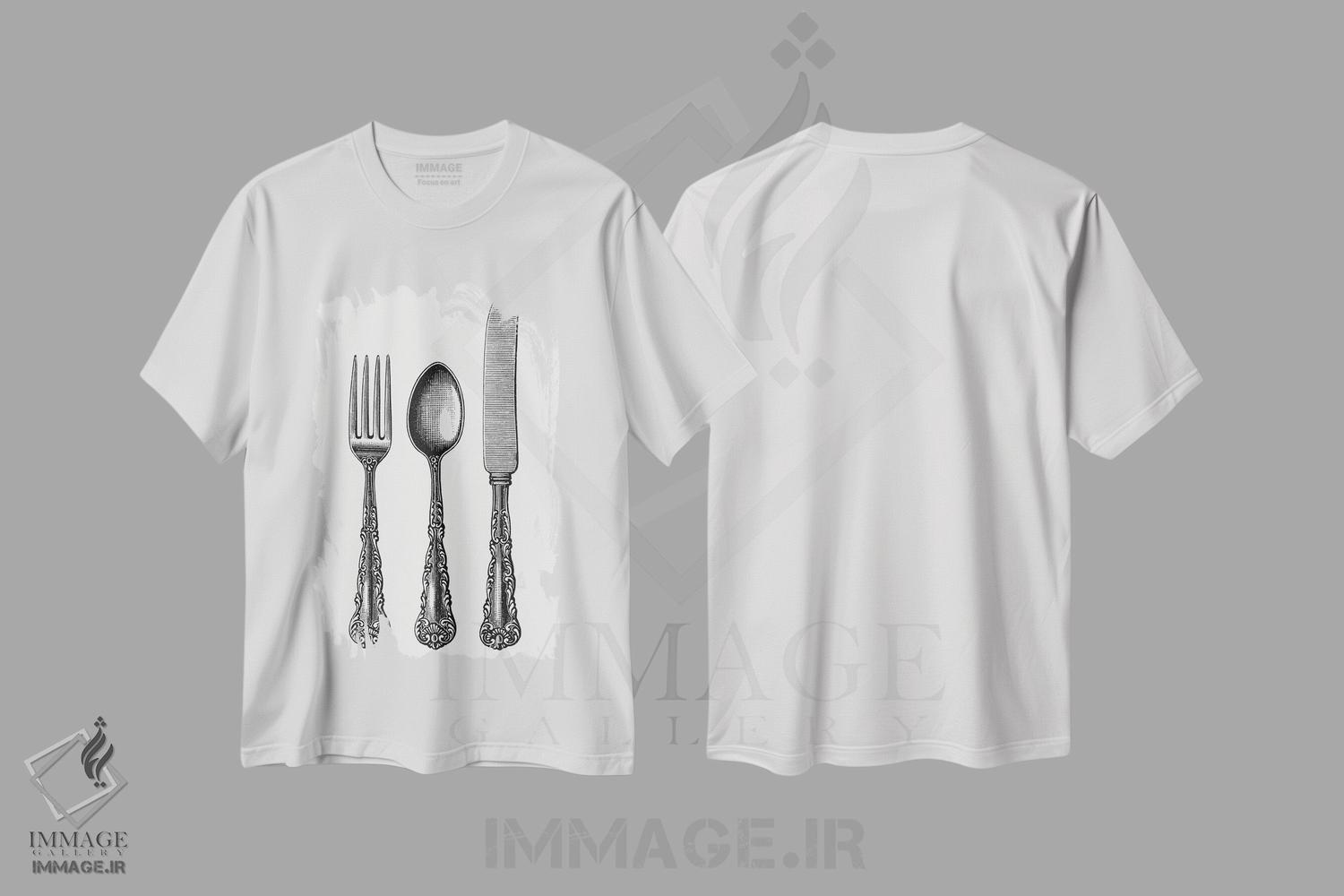 تیشرت طرح دار قاشق و چنگال و کارد، تزئینی اثر آرت میرانو | immage.ir