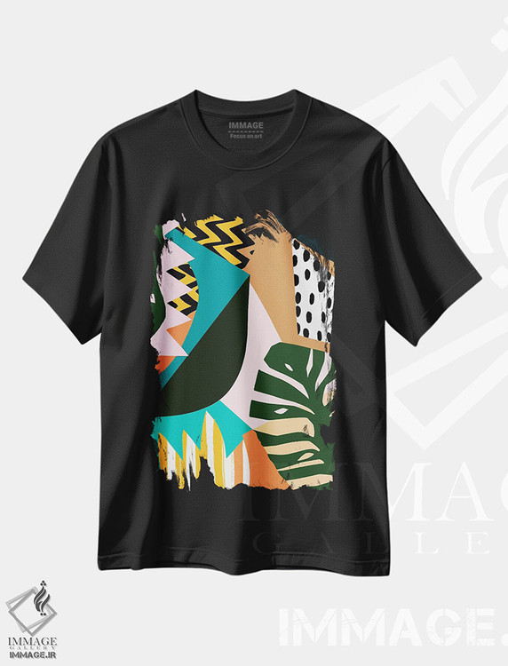 تیشرت طرح دار آبسترهٔ چهل و چهار، تزئینی اثر آرت میرانو | فروشگاه ایماژ