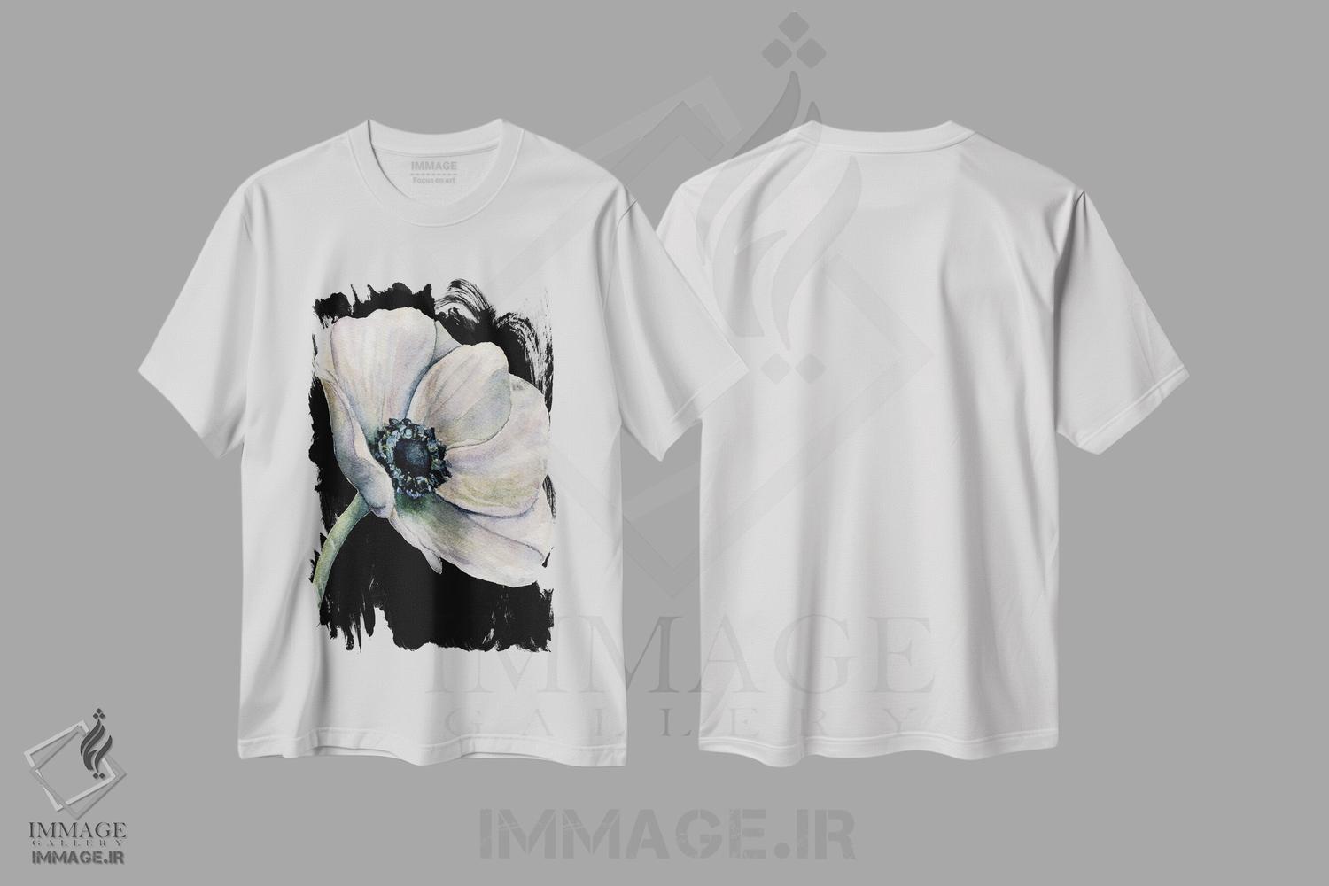 تیشرت طرح دار گل روی زمینهٔ مشکی، دکور معاصر اثر آرت میرانو | immage.ir