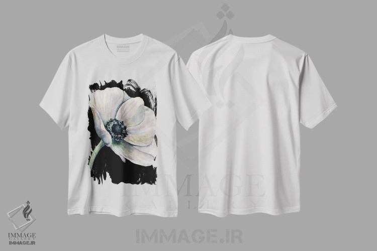 تیشرت طرح دار گل روی زمینهٔ مشکی، دکور معاصر اثر آرت میرانو | immage.ir