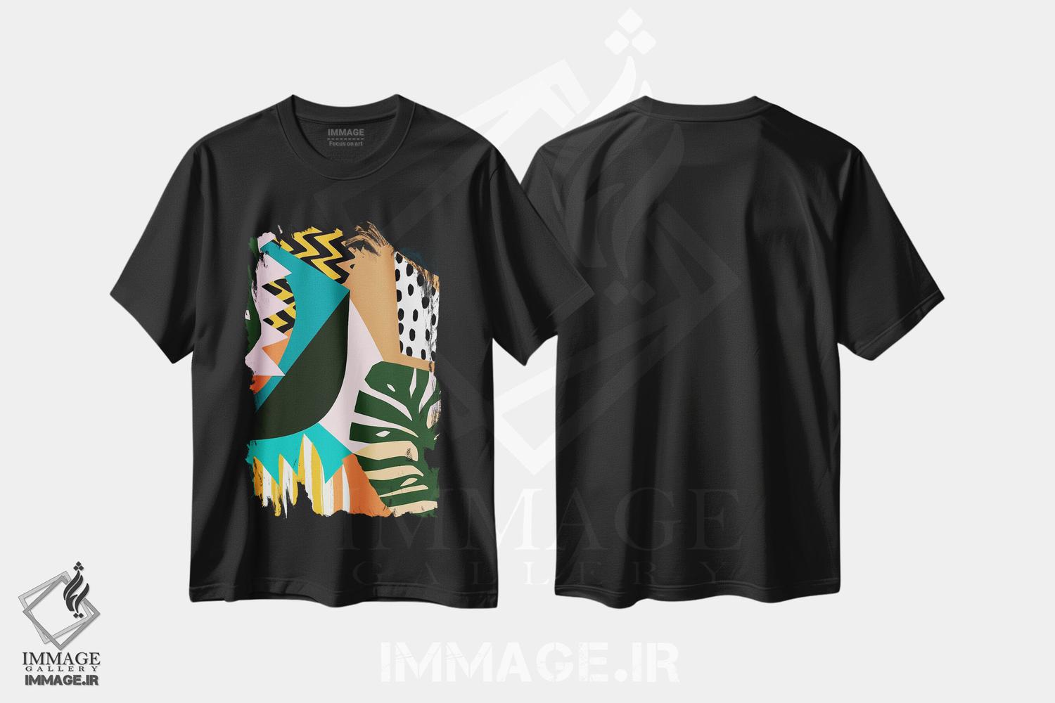 تیشرت طرح دار آبسترهٔ چهل و چهار، تزئینی اثر آرت میرانو | فروشگاه ایماژ