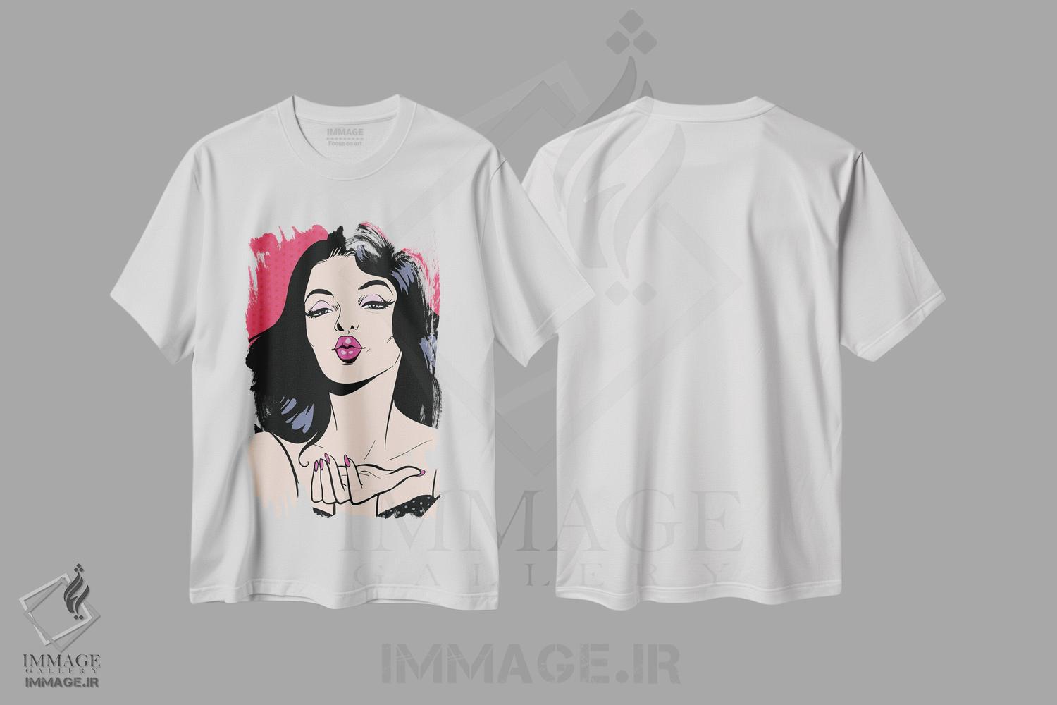 تیشرت طرح دار تصویر جین در حال بوسه، هنر فاخر معاصر اثر آرت میرانو | immage.ir
