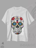 تیشرت طرح دار جمجمه با گل ها، هنر دیجیتال اثر آرت میرانو | immage.ir