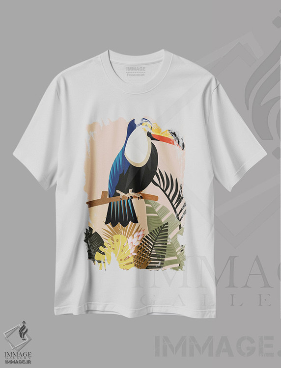 تیشرت طرح دار نقش چاپی طبیعت گرمسیری، تزئینی اثر آرت میرانو | immage.ir