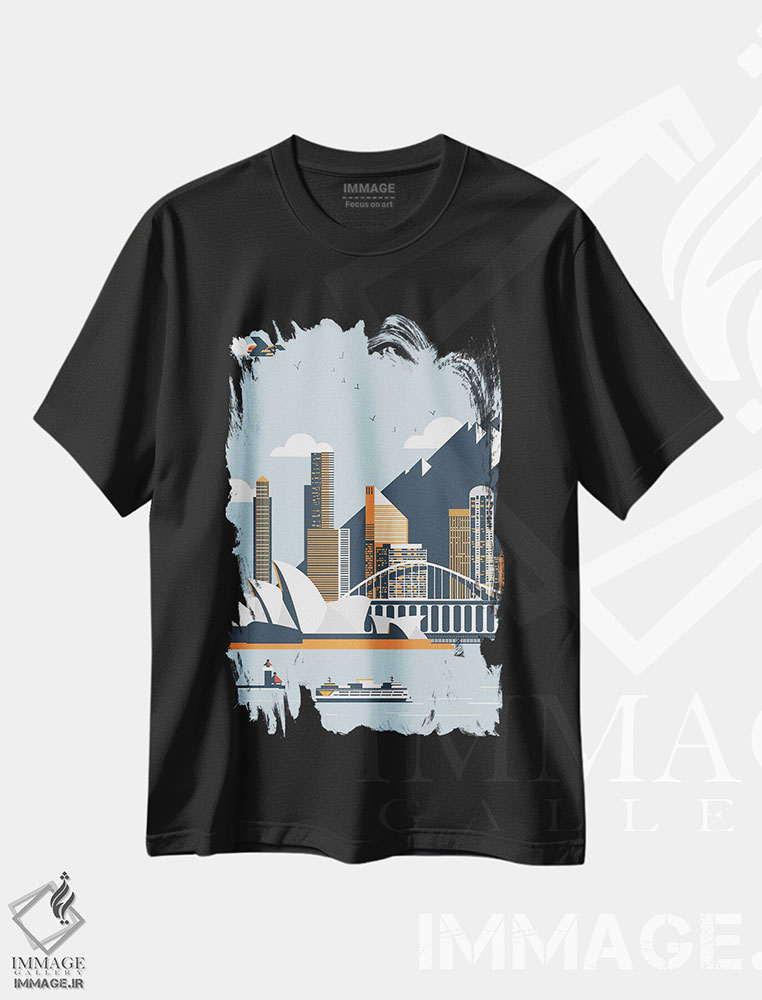 تیشرت طرح دار نمای شهر سیدنی، هنر دیجیتال اثر آرت میرانو | فروشگاه ایماژ