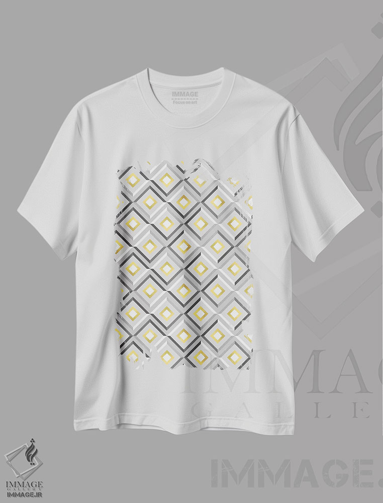 تیشرت طرح دار مربع های نقره ای، آبستره اثر آرولین ویدرهولد | immage.ir
