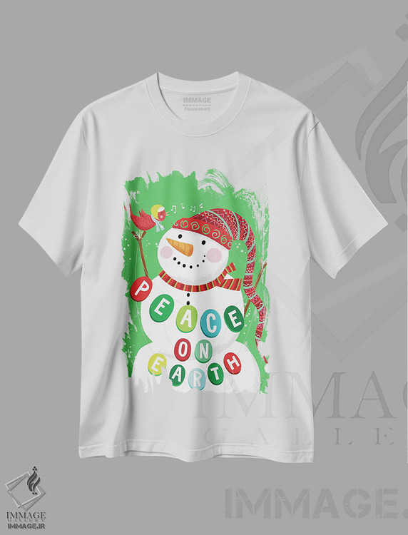 تیشرت طرح دار صلح در جهان، تابلو و عبار ت های کریسمسی اثر آرولین ویدرهولد | immage.ir