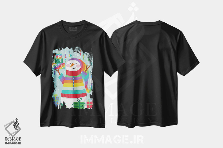 تیشرت طرح دار آدم برفی تعطیلات، تابلو و عبار ت های کریسمسی اثر آرولین ویدرهولد | فروشگاه ایماژ