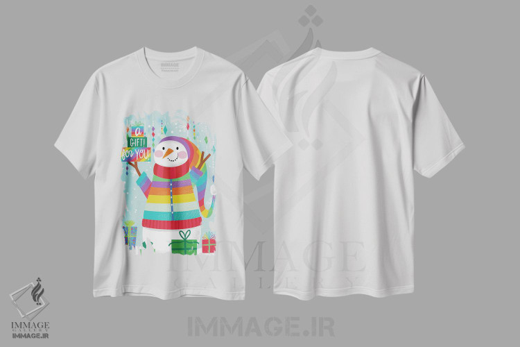 تیشرت طرح دار آدم برفی تعطیلات، تابلو و عبار ت های کریسمسی اثر آرولین ویدرهولد | immage.ir