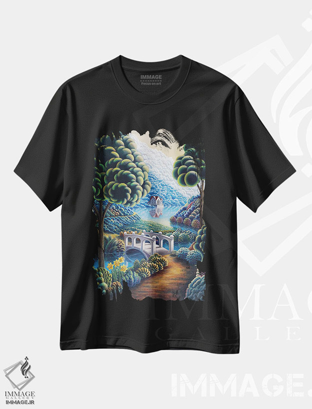 تیشرت طرح دار نرگس ها ۱، هنر فاخر معاصر اثر اندی راسل | فروشگاه ایماژ