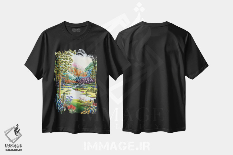 تیشرت طرح دار عدن، هنر فاخر معاصر اثر اندی راسل | فروشگاه ایماژ