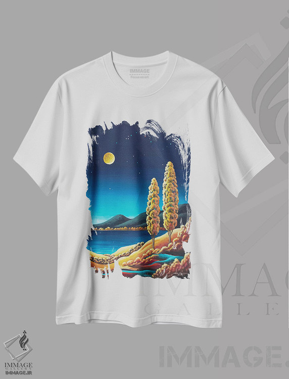 تیشرت طرح دار ماه برداشت ۳، هنر فاخر معاصر اثر اندی راسل | immage.ir