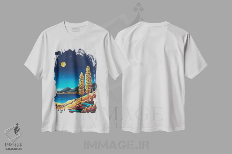تیشرت طرح دار ماه برداشت ۳، هنر فاخر معاصر اثر اندی راسل | immage.ir