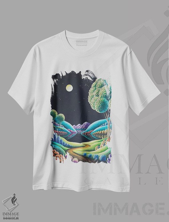 تیشرت طرح دار درخشش ماه ۹، هنر فاخر معاصر اثر اندی راسل | immage.ir