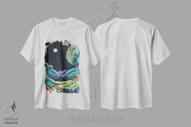 تیشرت طرح دار درخشش ماه ۹، هنر فاخر معاصر اثر اندی راسل | immage.ir