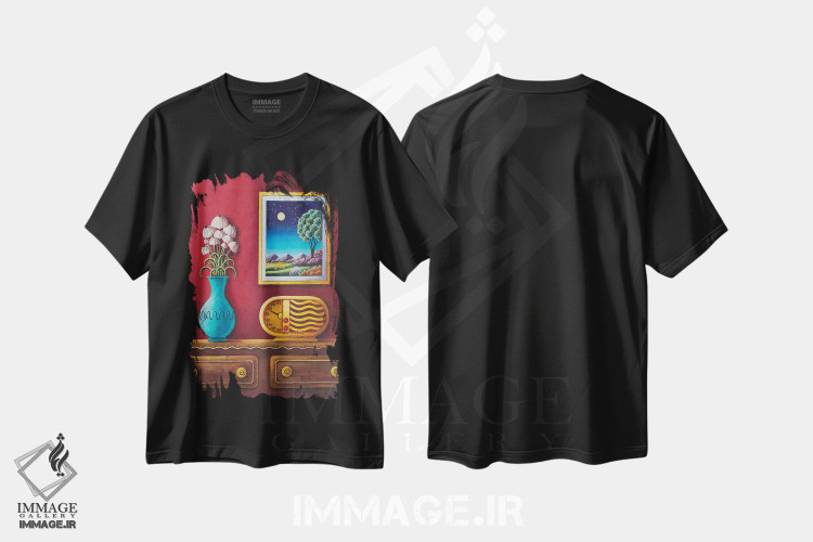 تیشرت طرح دار بازگشت به روزهای رادیویی، هنر فاخر معاصر اثر اندی راسل | فروشگاه ایماژ