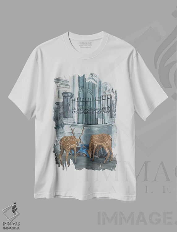 تیشرت طرح دار گوزن های سرگردان در سانتو آنتونیو، هنر فاخر معاصر اثر آرتور ریو | immage.ir