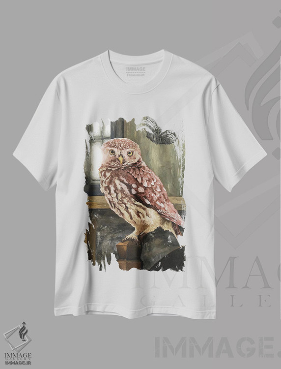 تیشرت طرح دار جغد در خانه، هنر فاخر معاصر اثر آرتور ریو | immage.ir