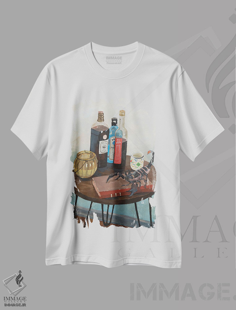 تیشرت طرح دار نوشیدنی ها و سموم، هنر فاخر معاصر اثر آرتور ریو | immage.ir