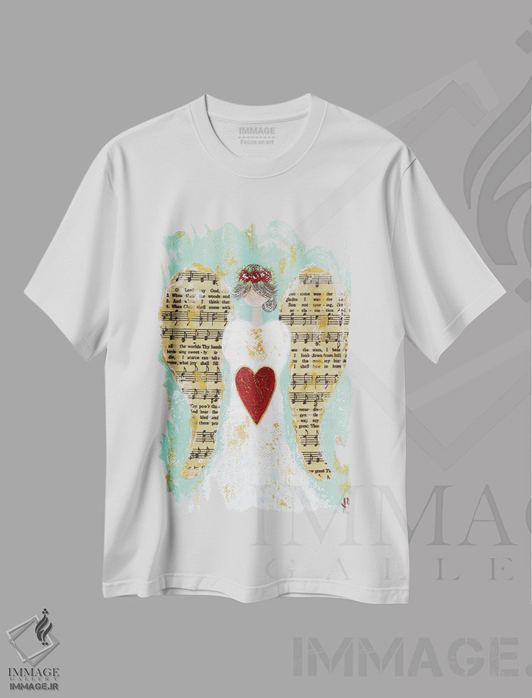 تیشرت طرح دار فرشتهٔ رز قرمز، تابلو و عبار ت های کریسمسی اثر اشلی بردلی | immage.ir