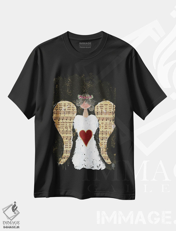 تیشرت طرح دار فرشتهٔ "چه عظیم است تو"، تزئینی اثر اشلی بردلی | فروشگاه ایماژ