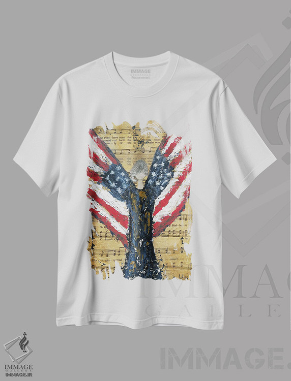 تیشرت طرح دار سرود نبرد، دکور آمریکایی اثر اشلی بردلی | immage.ir